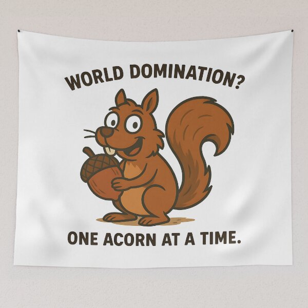 Item preview, Funny Squirrel Plotting World Domination with Acorn. designed and sold by The-T-In-Retro.