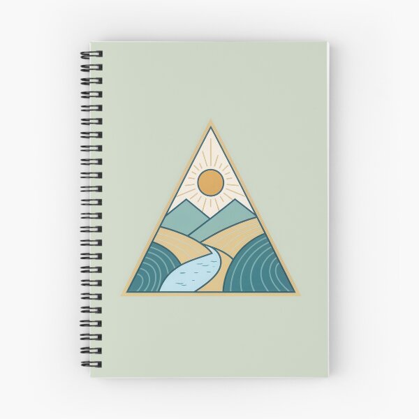 Item preview, Geometric Landscape with River and Sun in Triangle Frame designed and sold by NoctaHike.