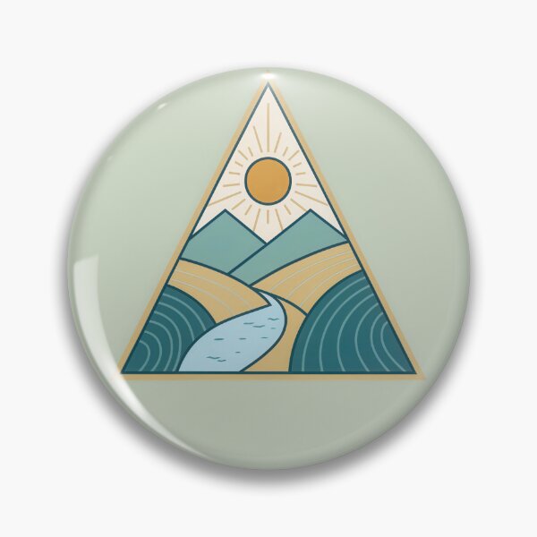 Item preview, Geometric Landscape with River and Sun in Triangle Frame designed and sold by NoctaHike.