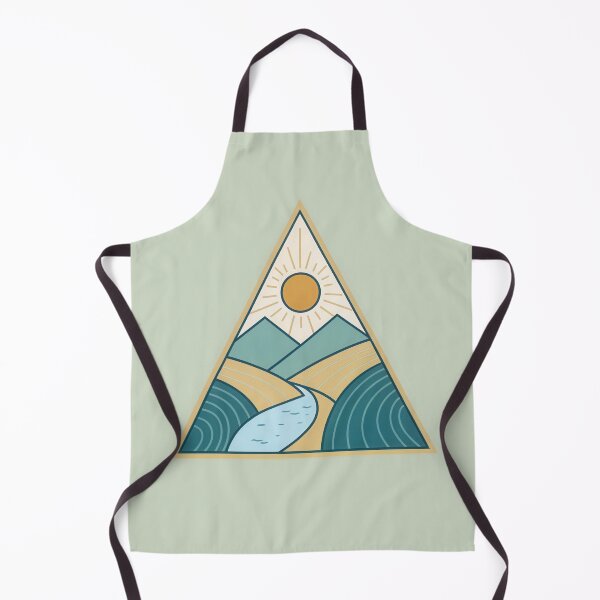 Item preview, Geometric Landscape with River and Sun in Triangle Frame designed and sold by NoctaHike.
