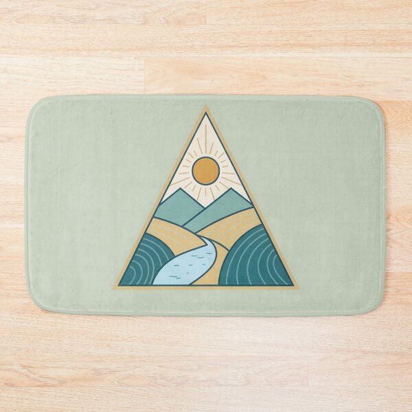 Item preview, Geometric Landscape with River and Sun in Triangle Frame designed and sold by NoctaHike.