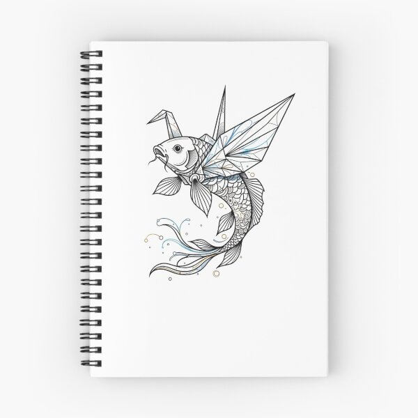 Item preview, Origami Koi Crane | Fusion Design | Japanese Luck | Surreal Art | Delicate Lines designed and sold by DarkNight9.