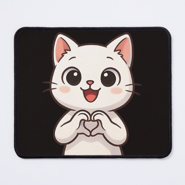 Item preview, Cute White Cat Making a Heart designed and sold by BoB-66.