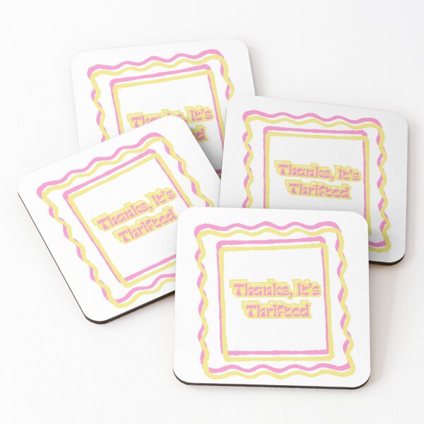 Item preview, Thanks, It's Thrifted Sticker Stamp Red Pink Design  designed and sold by SlynnArts.