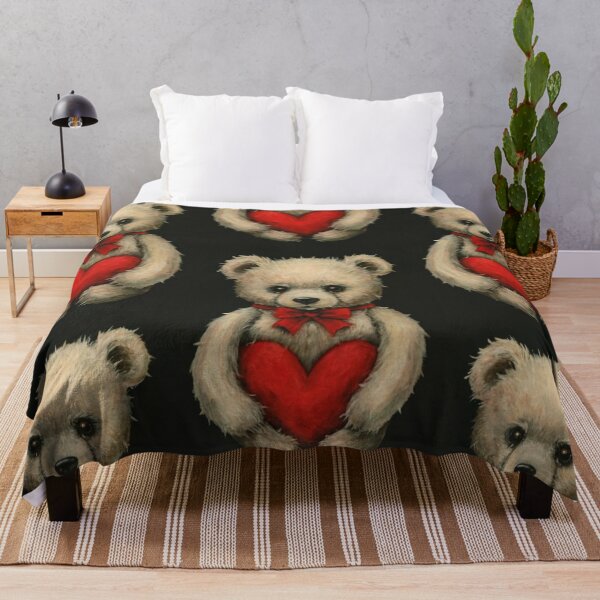 Item preview, cute cute teddy bear with a heart in Valentine's Day style with a red bow tie, classic sad teddy bear, picture, illustration designed and sold by gulka8.