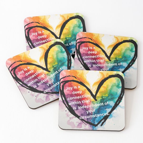 Item preview, Joy is a Deep Connection – Rainbow Watercolor Heart Inspirational Art designed and sold by Darcy'sArtfortheHeart.