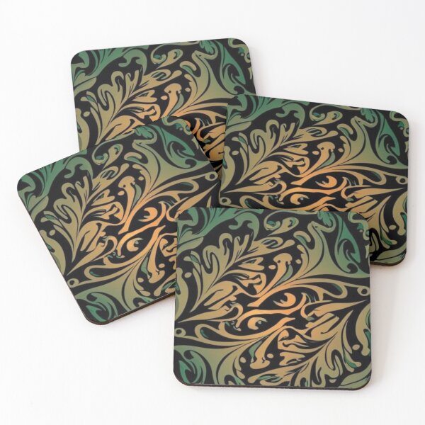 Item preview, template: half green and half black, solid color gradient, picture, fabric, illustration, graphic, black, gold, green designed and sold by gulka8.