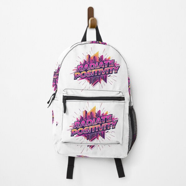 Item preview, Radiate Positivity Cyberpunk Sticker - Trendy Synthwave Motivational Art designed and sold by NovaBou.