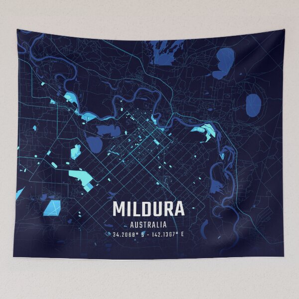 Item preview, Mildura Midnight City Map designed and sold by HomeLivingCo.