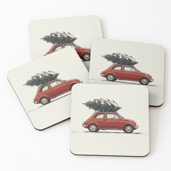 Item preview, Vintage Fiat with Christmas Tree designed and sold by blackdogshop.