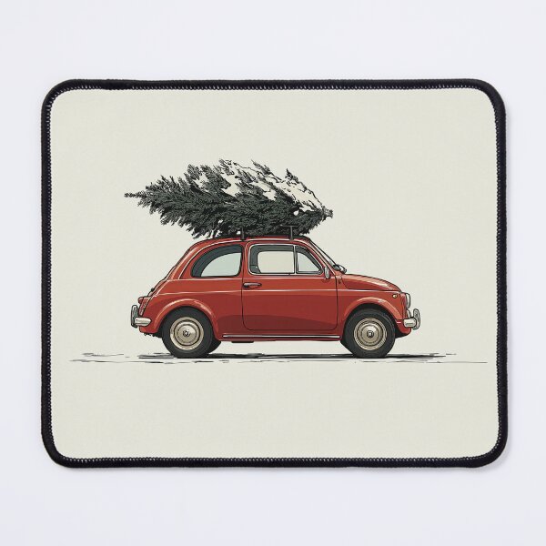 Item preview, Vintage Fiat with Christmas Tree designed and sold by blackdogshop.