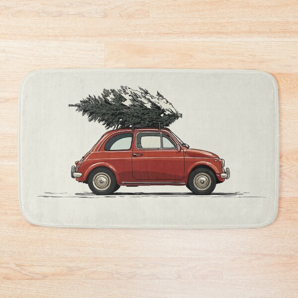 Item preview, Vintage Fiat with Christmas Tree designed and sold by blackdogshop.