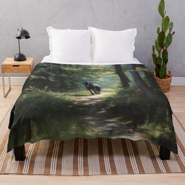 Item preview, A Friesian horse trotting through a serene forest path Horses in Motion designed and sold by CDC40.