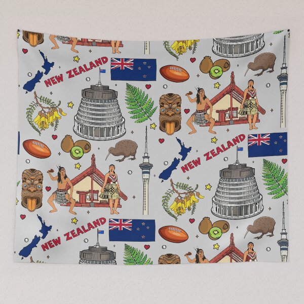 Item preview, Aotearoa Icons Collage, New Zealand Heritage & Nature Tee designed and sold by mashmosh.