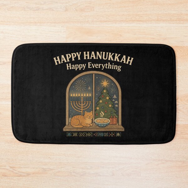 Item preview, Happy Hanukkah Happy Everything – Cozy Interfaith Holiday Cat Design designed and sold by AddictiveDesign.