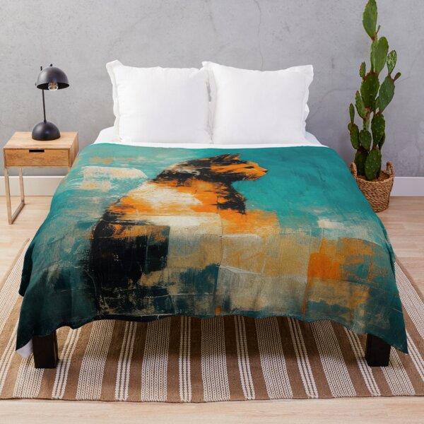 Item preview, Abstract Cat Orange Teal designed and sold by caracatita75.