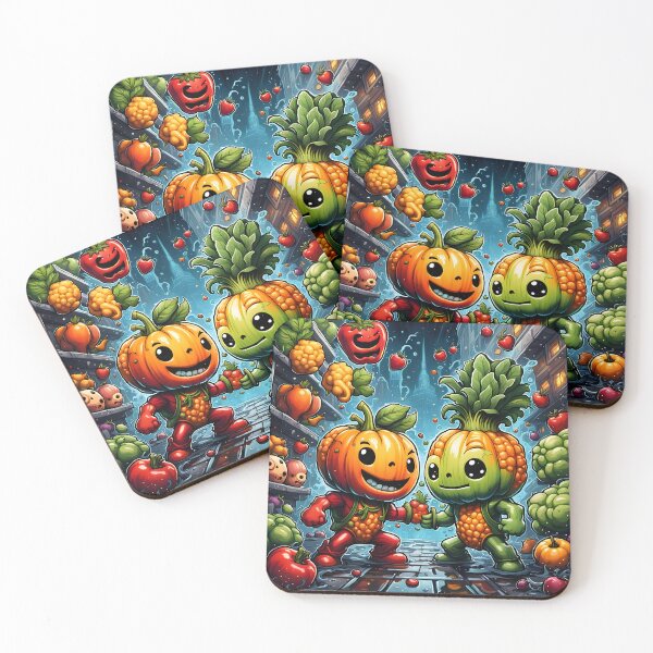 Item preview, The Epic Battle of Chibi Fruits vs Vegetables designed and sold by PawPrintedArt.