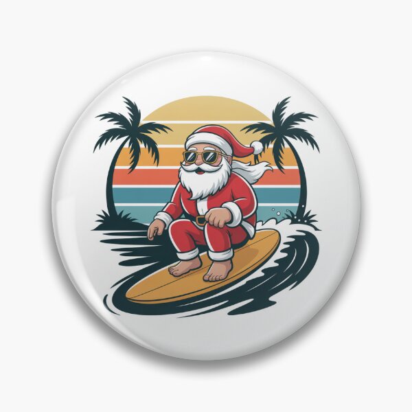 Item preview, Humorous Surfing Santa Retro Beach Christmas Vacation designed and sold by chattsuede.