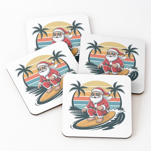 Item preview, Humorous Surfing Santa Retro Beach Christmas Vacation designed and sold by chattsuede.