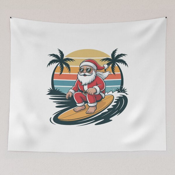 Item preview, Humorous Surfing Santa Retro Beach Christmas Vacation designed and sold by chattsuede.