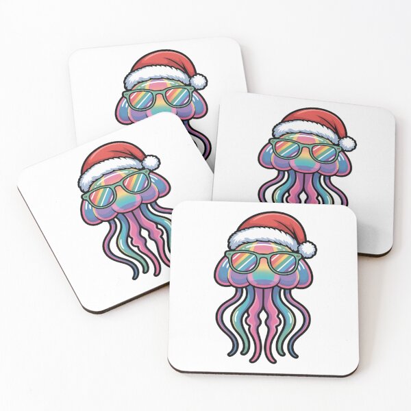 Item preview, Whimsical Tropical Christmas Jellyfish With Santa Hat and Sunglasses designed and sold by chattsuede.