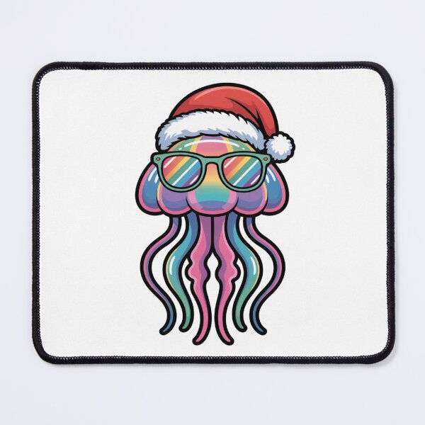 Item preview, Whimsical Tropical Christmas Jellyfish With Santa Hat and Sunglasses designed and sold by chattsuede.
