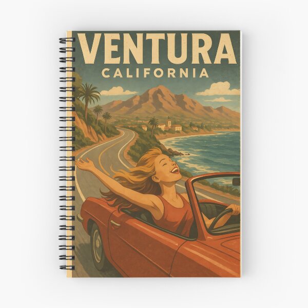 Item preview, Vintage Ventura California Poster | Coastal Pier & Beachfront Retro Illustration designed and sold by AtlasCreativeCo.