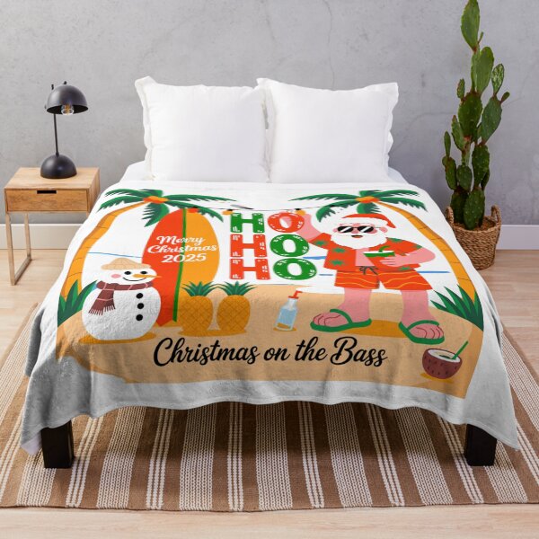 Item preview, Funny Tropical Fishing Santa Christmas on the Bass Pun designed and sold by chattsuede.