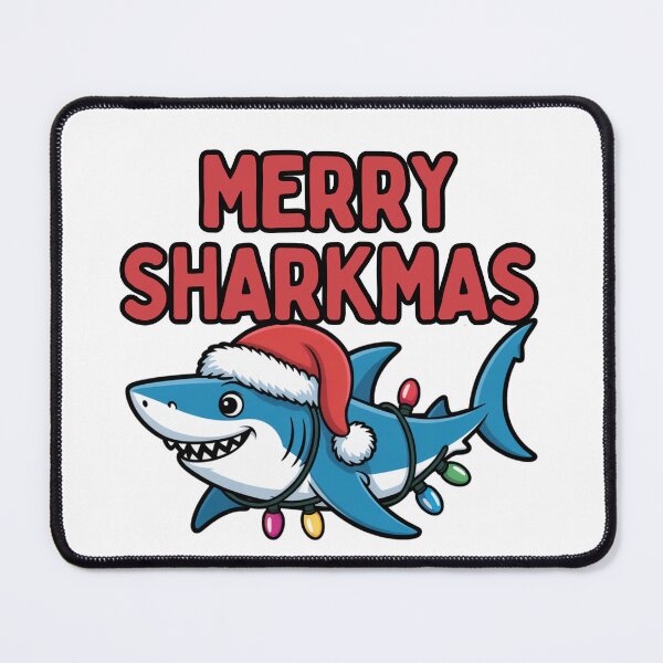 Item preview, Funny Beach Christmas Shark Pun Merry Sharkmas Cartoon designed and sold by chattsuede.