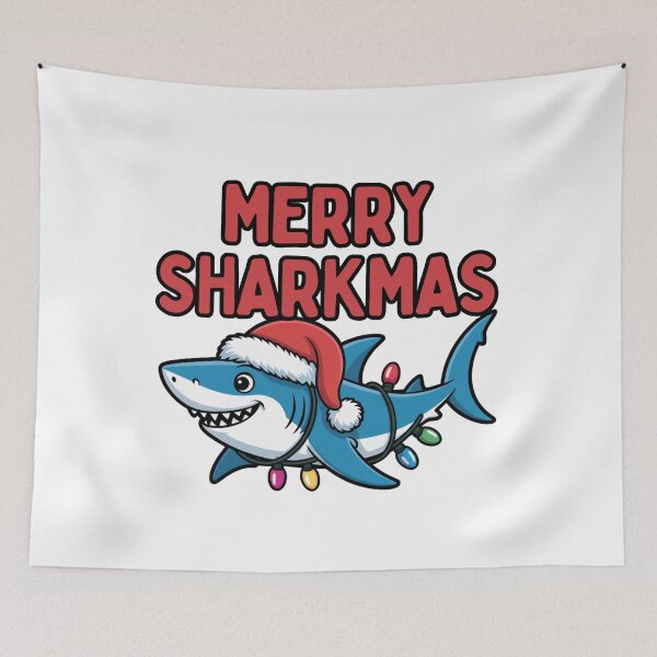 Item preview, Funny Beach Christmas Shark Pun Merry Sharkmas Cartoon designed and sold by chattsuede.