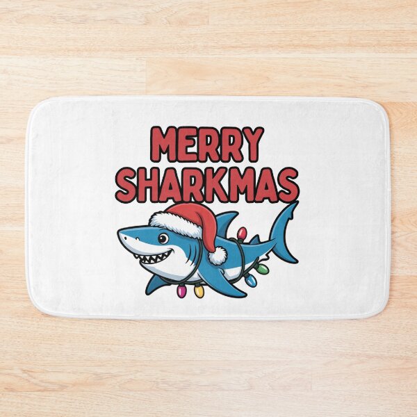 Item preview, Funny Beach Christmas Shark Pun Merry Sharkmas Cartoon designed and sold by chattsuede.