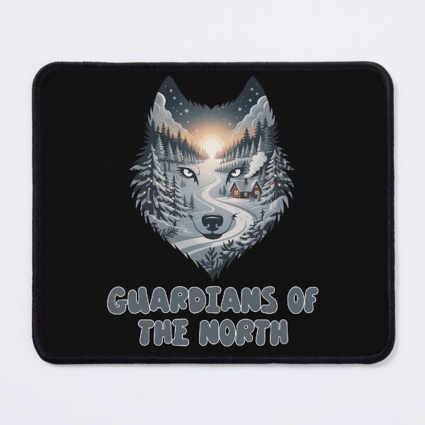 Item preview, Winter Wolf Spirit – Snowy Mountain Cabin Illustration designed and sold by SoftStyleStudio ⭐⭐⭐.