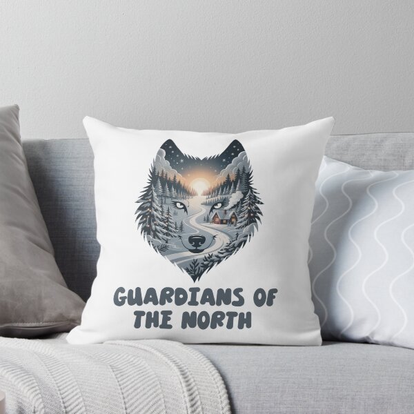 Item preview, Winter Wolf Spirit – Snowy Mountain Cabin Illustration designed and sold by SoftStyleStudio ⭐⭐⭐.
