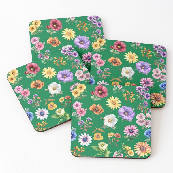 Item preview, Colorful Garden Flowers Watercolor Pattern - GREEN designed and sold by PAPIRO SIGLO XXI.