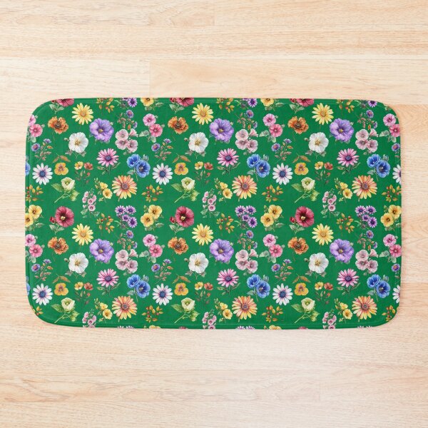 Item preview, Colorful Garden Flowers Watercolor Pattern - GREEN designed and sold by PAPIRO SIGLO XXI.