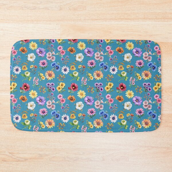 Item preview, Colorful Garden Flowers Watercolor Pattern - BLUE designed and sold by PAPIRO SIGLO XXI.
