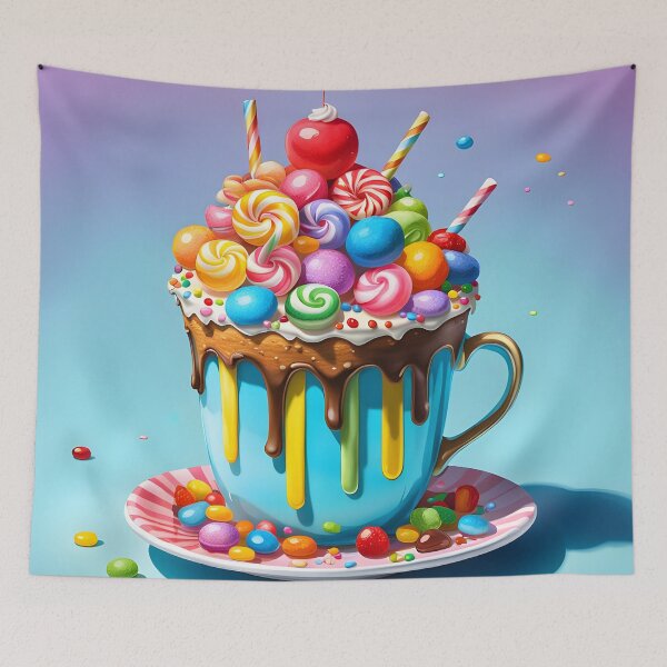 Item preview, Whimsical Candy Cup Cake – Playful Sweet Art Print designed and sold by PawPrintedArt.