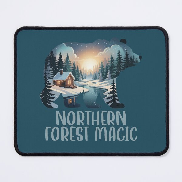 Item preview, Winter Bear Spirit – Cozy Cabin & Snowy Forest Landscape designed and sold by SoftStyleStudio ⭐⭐⭐.