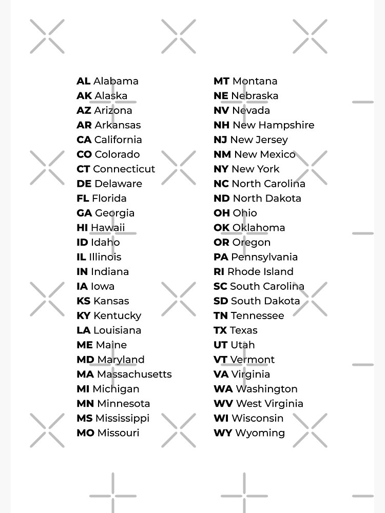 50 States List in USA – Clean Reference Chart Journal