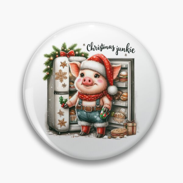 Item preview, Funny Christmas Junkie Pig Opening Fridge | Cute Holiday Hog Illustration designed and sold by lojadpop.