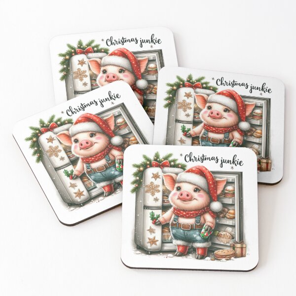 Item preview, Funny Christmas Junkie Pig Opening Fridge | Cute Holiday Hog Illustration designed and sold by lojadpop.
