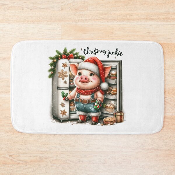 Item preview, Funny Christmas Junkie Pig Opening Fridge | Cute Holiday Hog Illustration designed and sold by lojadpop.