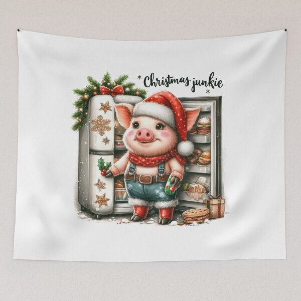 Item preview, Funny Christmas Junkie Pig Opening Fridge | Cute Holiday Hog Illustration designed and sold by lojadpop.