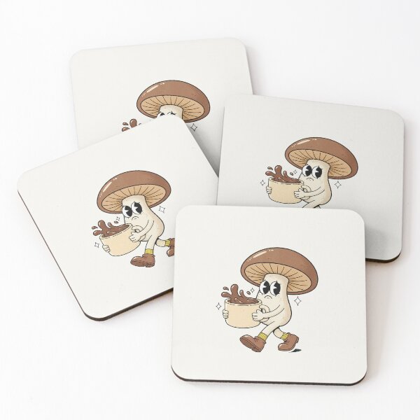 Item preview, Tired Mushroom Spilling Coffee Retro Morning Vibes designed and sold by HoopeStylee.