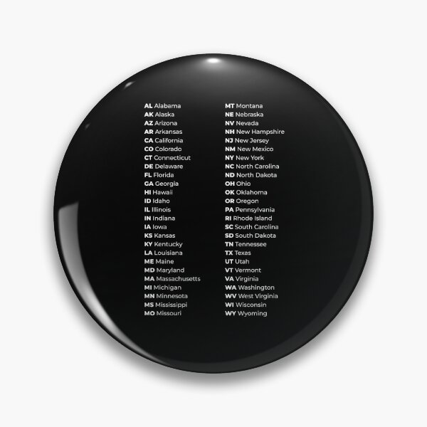 Item preview, 50 States List in USA Black-White Reference Chart designed and sold by AnnSign.