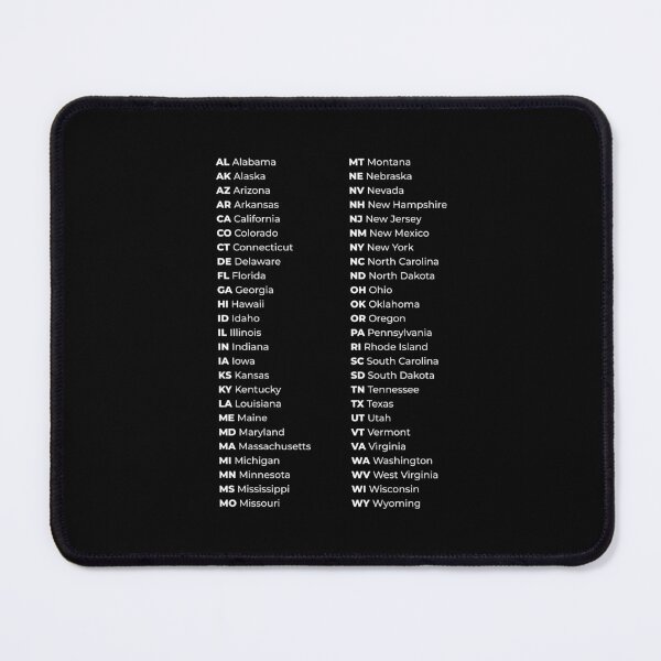 Item preview, 50 States List in USA Black-White Reference Chart designed and sold by AnnSign.