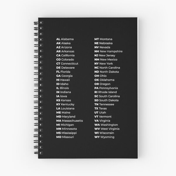 Item preview, 50 States List in USA Black-White Reference Chart designed and sold by AnnSign.