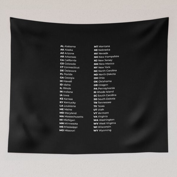 Item preview, 50 States List in USA Black-White Reference Chart designed and sold by AnnSign.