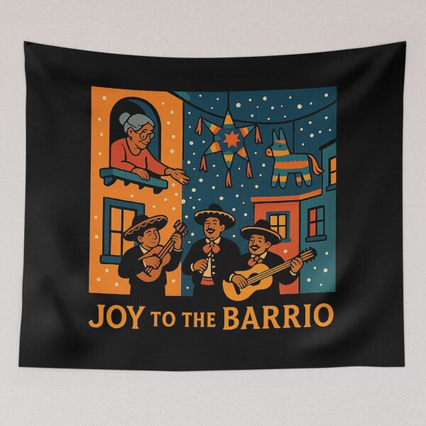 Item preview, Joy to the Barrio – Latino Christmas Posada Mariachi Design designed and sold by AddictiveDesign.