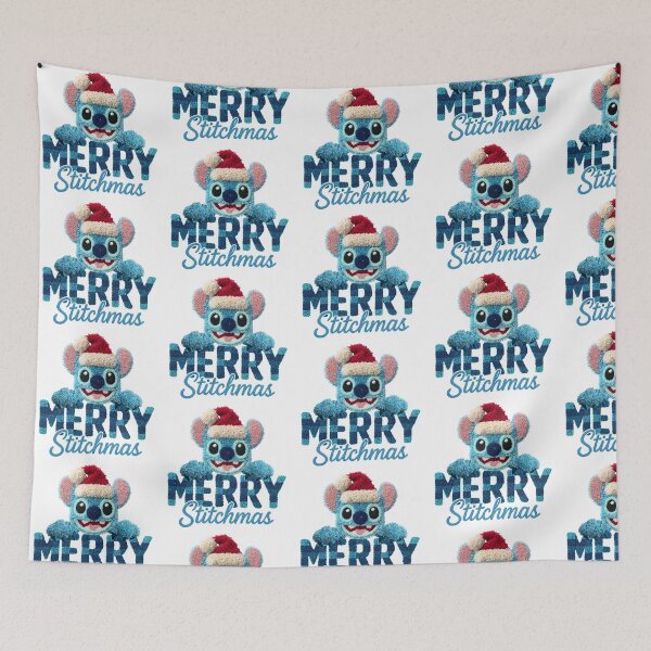 Item preview, Stitch Merry Christmas | Fluffy Santa Hat Plaid Knitted Lettering Design designed and sold by Krasnovaovaova.